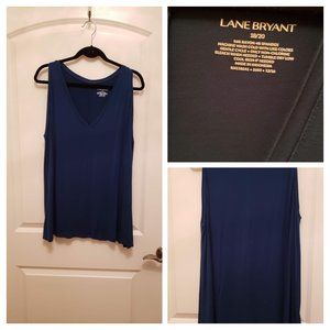 Blue vee neck swing style knit tank top